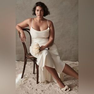 NWT BHLDN Cali Satin Charmeuse Midi Dress- Ivory, SZ: 16W